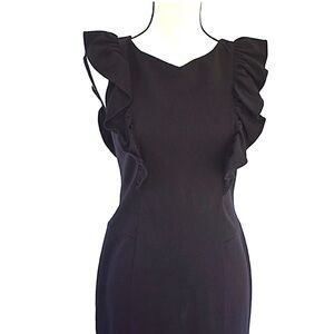 Express Little Black Sleeveless Ruffled Dress
